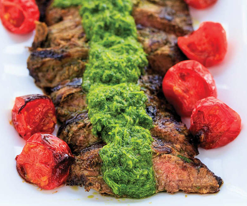 Grilled flank steak with chimichurri sauce recipe