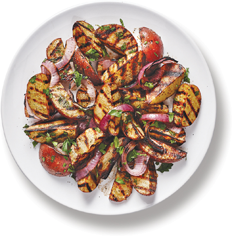 Grilled potato and onion salad recipe