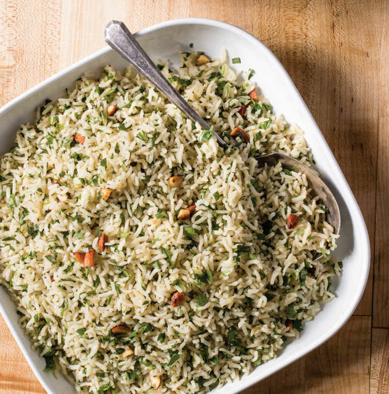 Herbed rice pilaf with almonds recipe