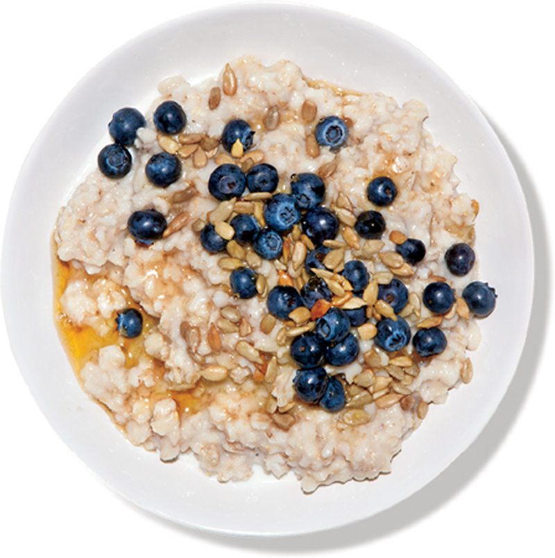 Oatmeal with blueberries, sunflower seeds, and agave recipe