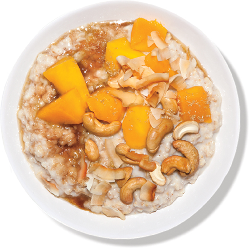 Oatmeal with mango and coconut recipe