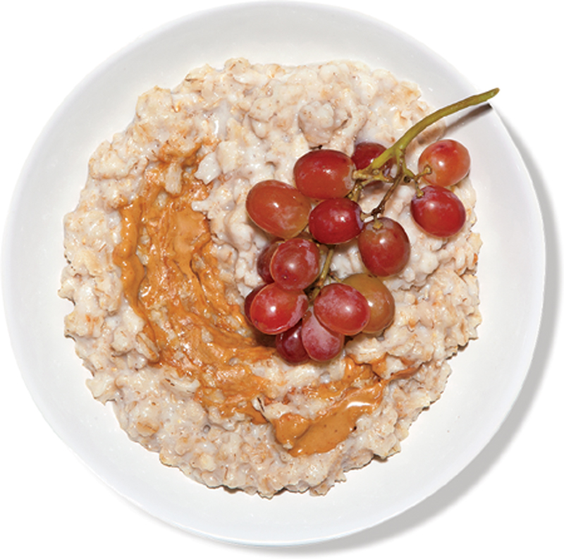 Oatmeal with peanut butter and grapes recipe