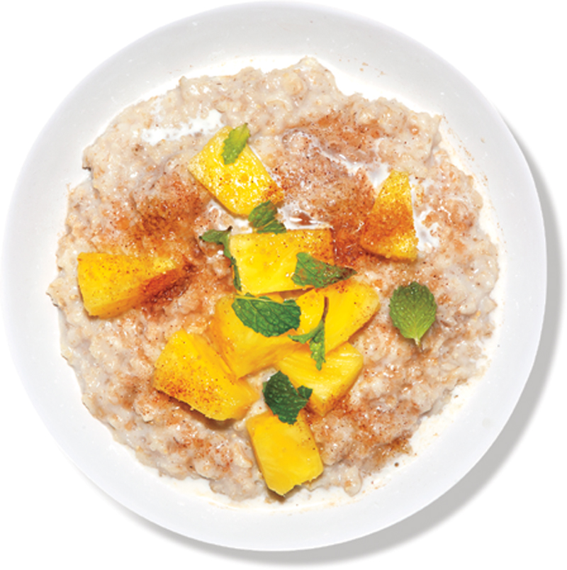 Oatmeal with pineapple and mint recipe