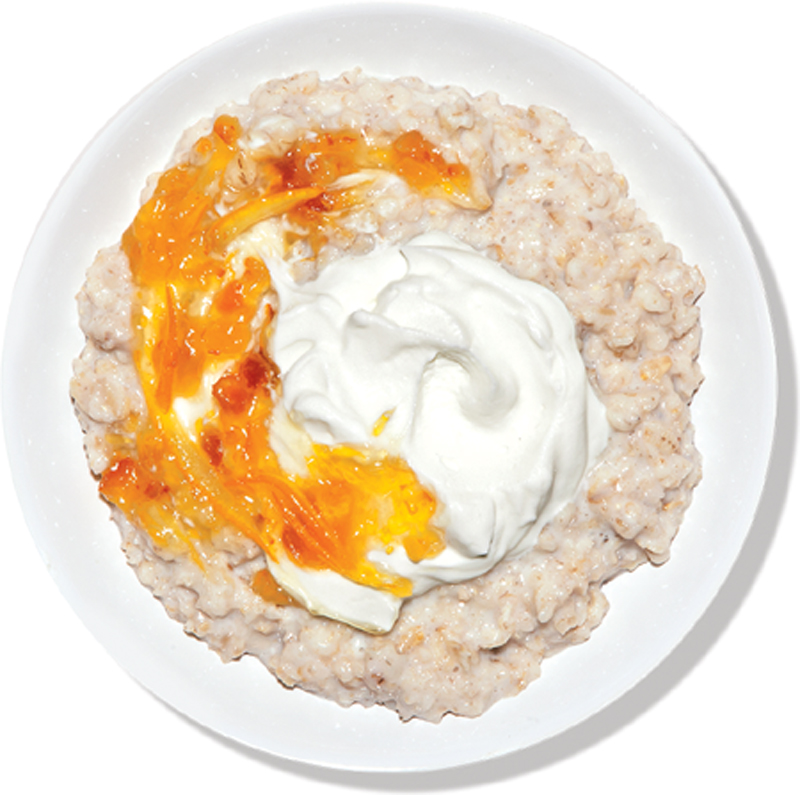 Oatmeal with yogurt and marmalade recipe