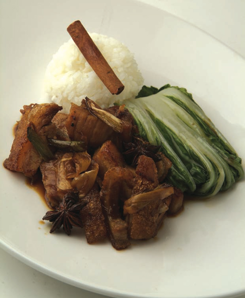 Pork belly in red cooked style recipe