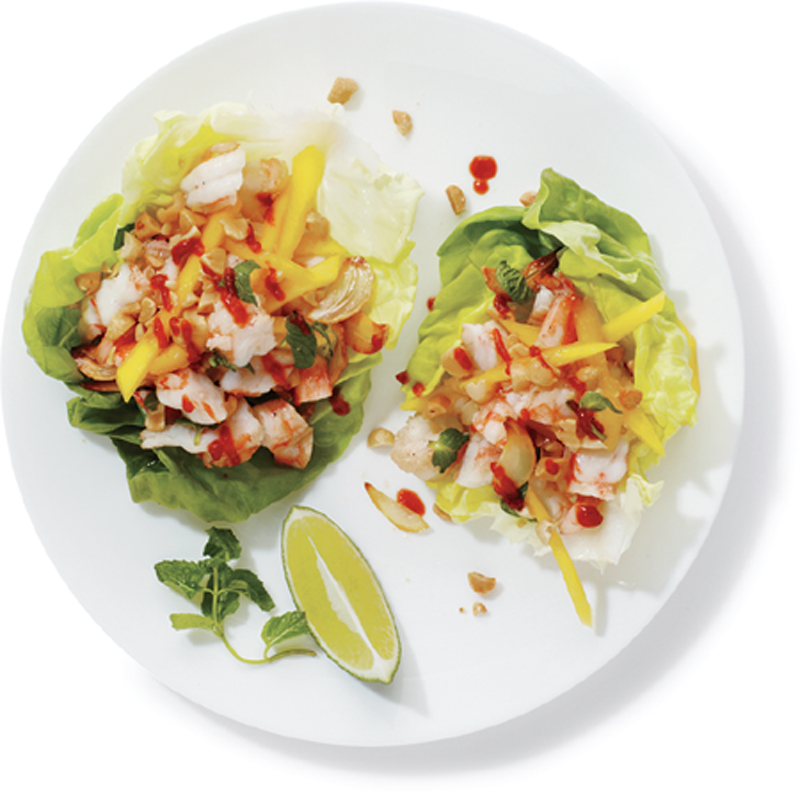 Shrimp and mango lettuce wraps recipe