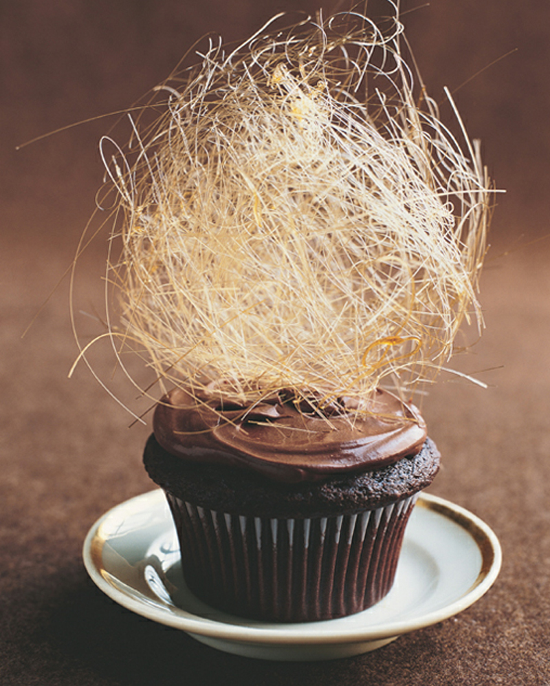 Spun-sugar crowned cupcakes recipe