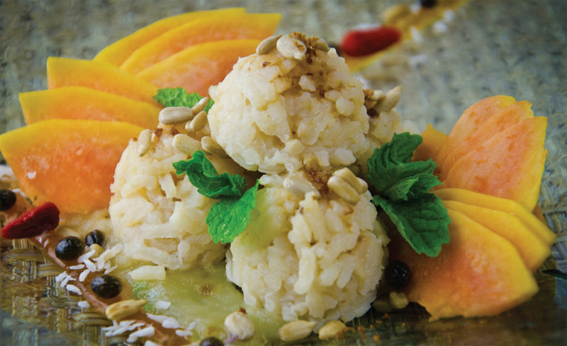 Sweet rice on papaya recipe