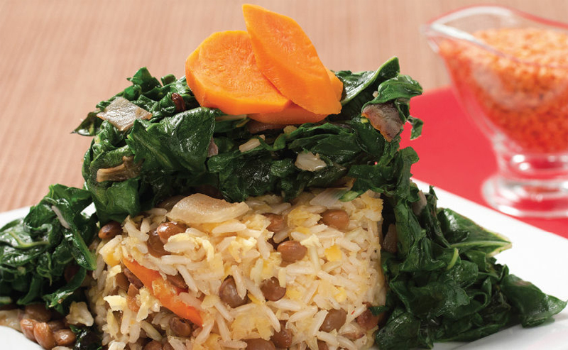 Swiss chard with red lentils and carrots recipe