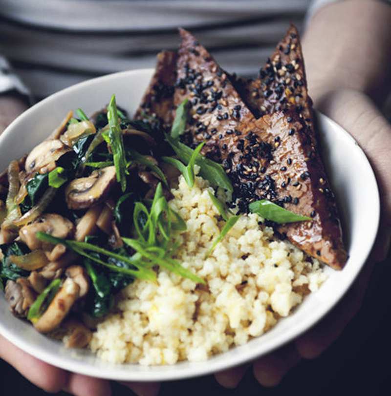 Tempeh mushroom breakfast bowl recipe