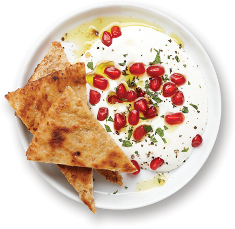 Whipped ricotta with pomegranate and mint recipe