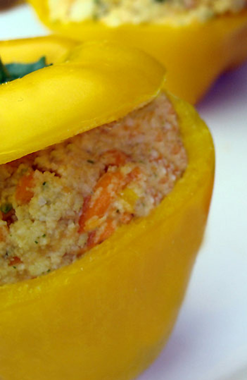 Yellow bell peppers stuffed with Ginger carrot pate recipe
