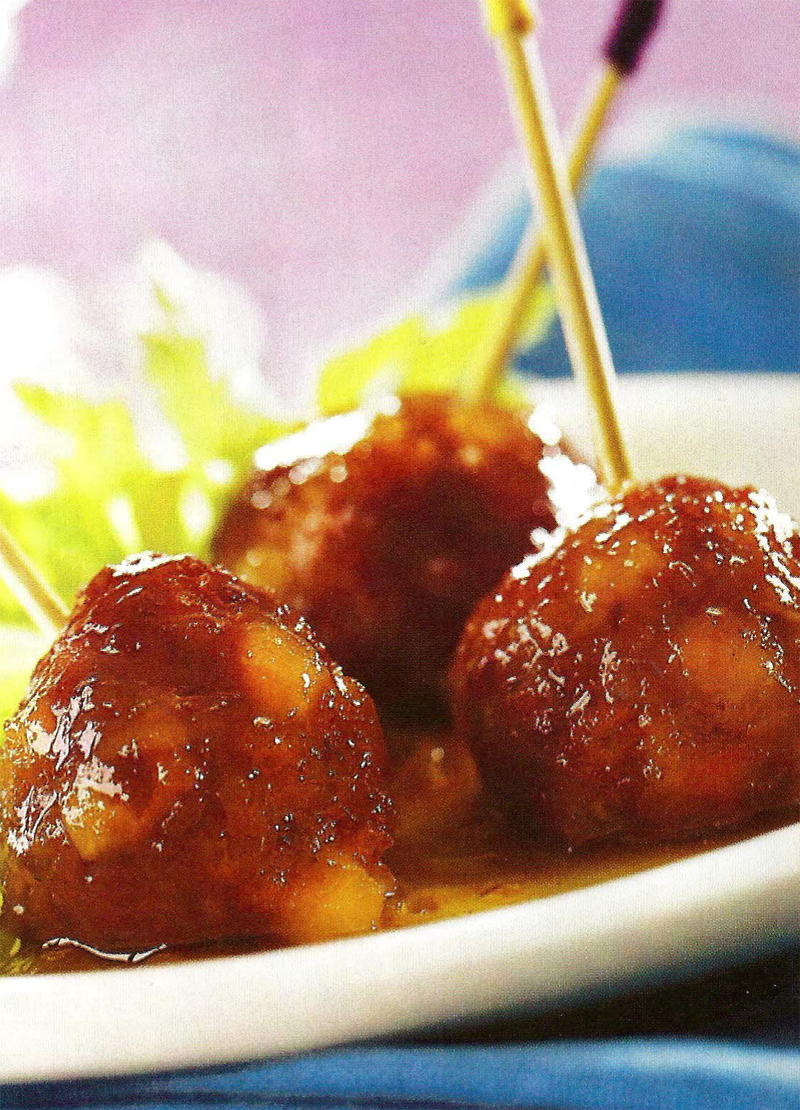 Apricot-glazed ham balls recipe