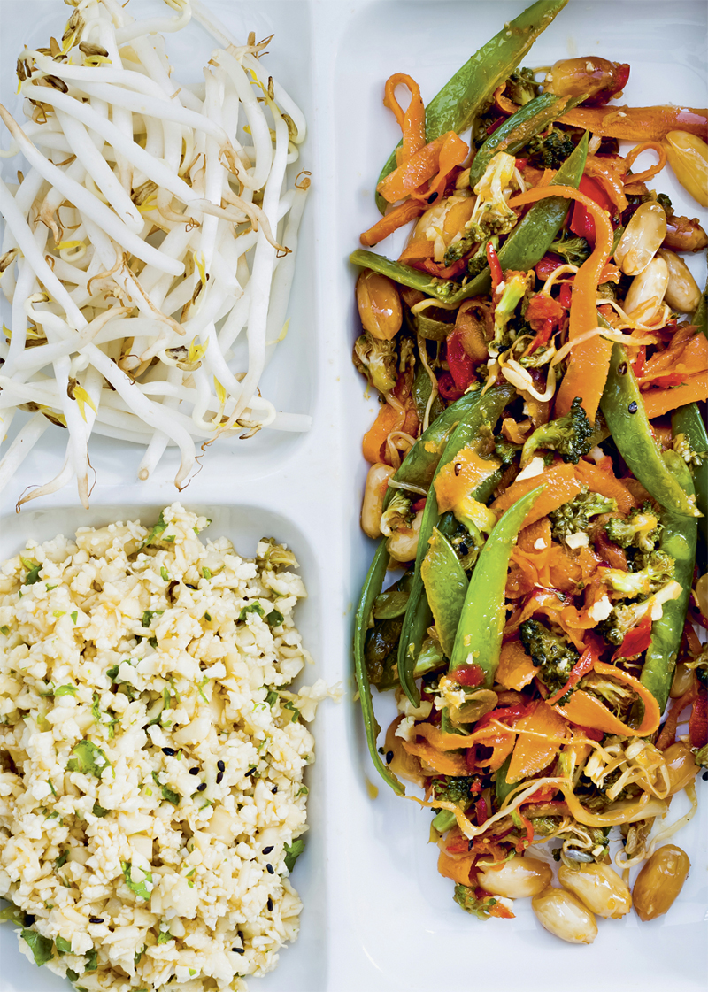Asian-style vegetables with cauliflower rice recipe