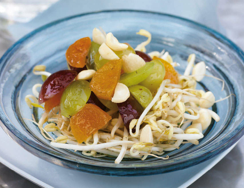 Bean sprout, apricot, & almond salad recipe