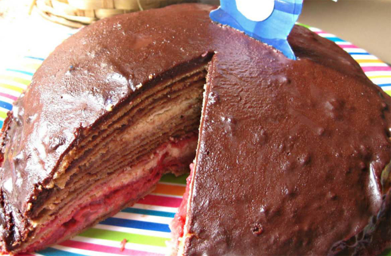 Chocolate amaretto crepe cake recipe