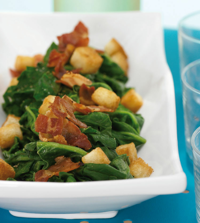 Crispy spinach & bacon recipe