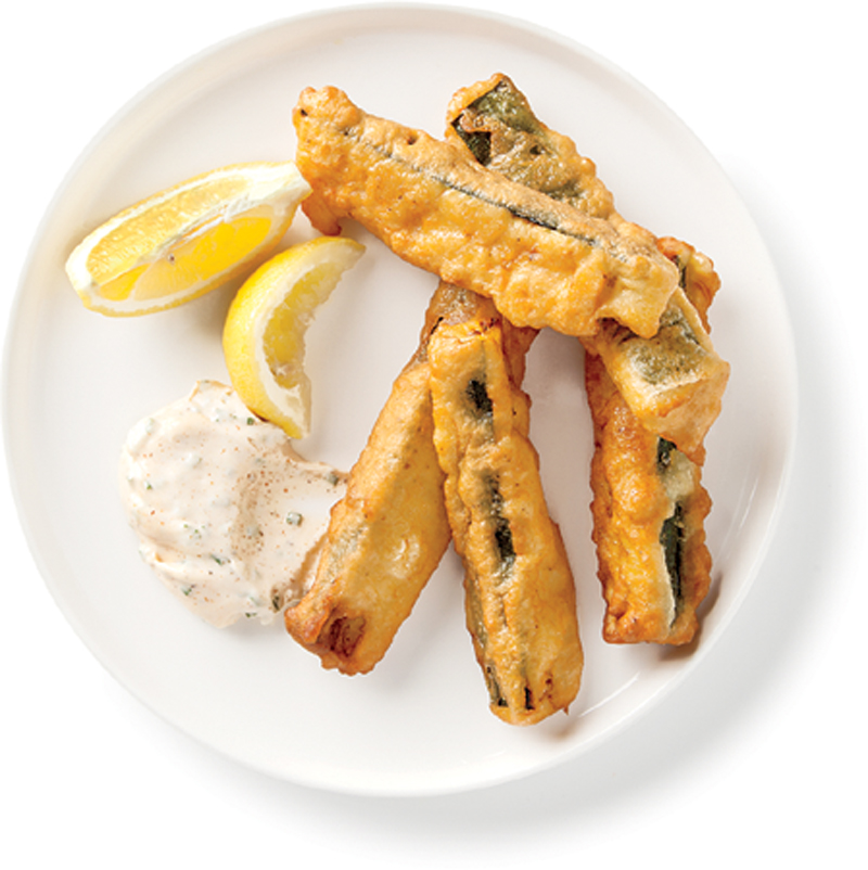 Fried zucchini with chive mayo recipe