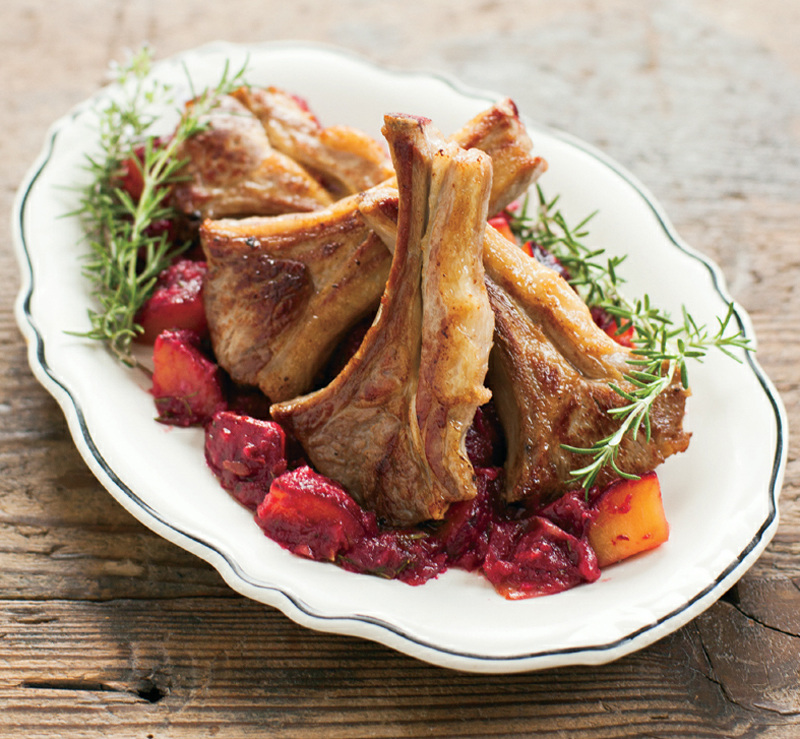 Lamb chops with rosemary-plum sauce recipe