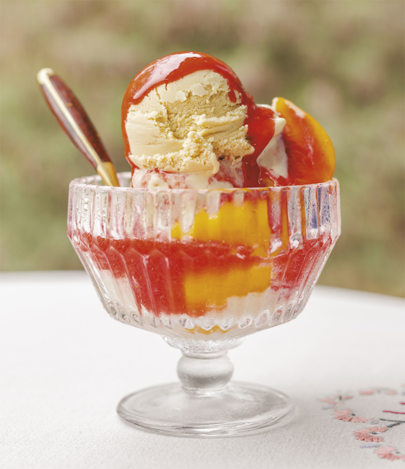 Peach melba sundaes recipe