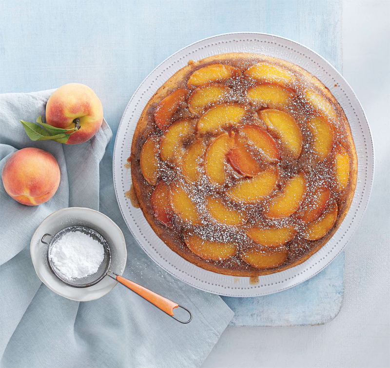 Peach upside-down cake recipe