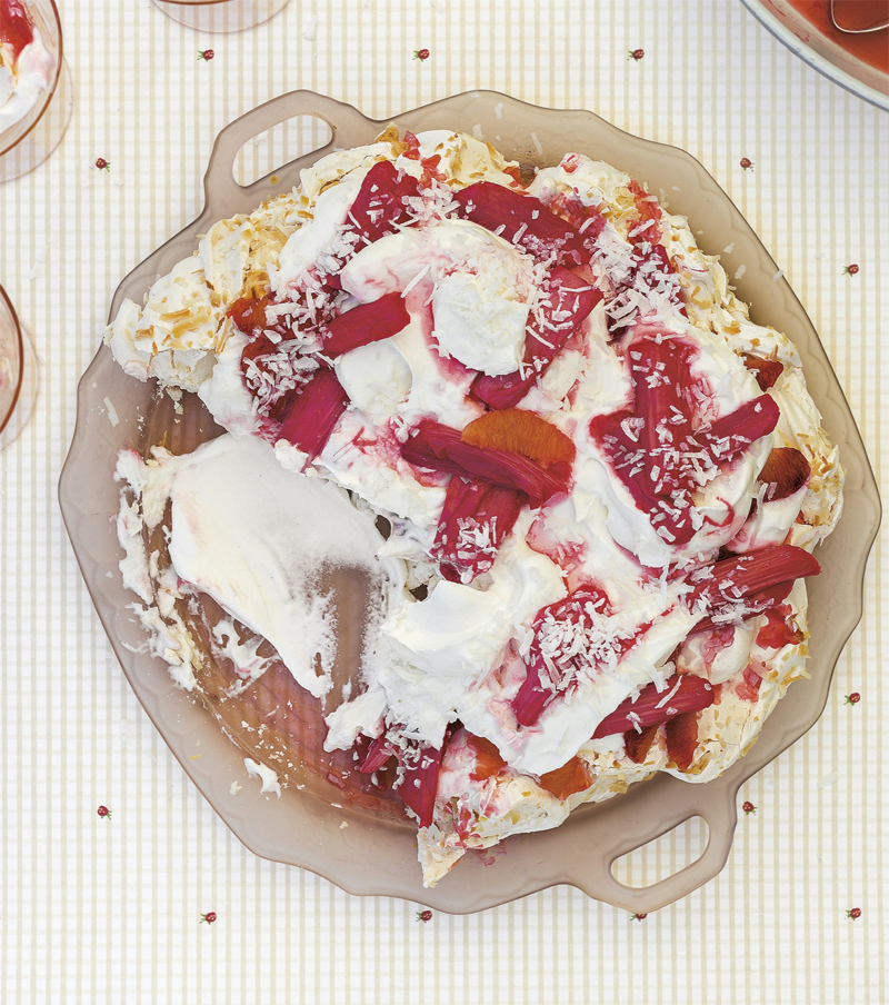 Rhubarb and blood orange pavlova recipe