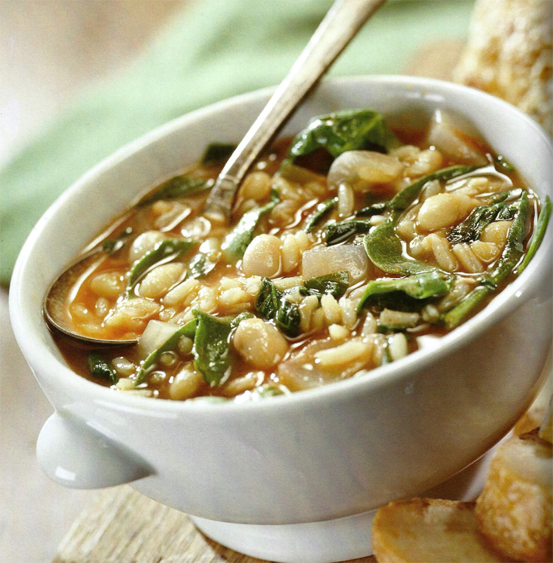Savory bean and spinach soup recipe