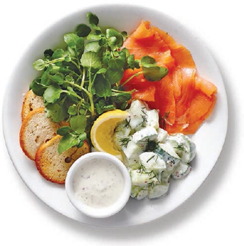 Smoked salmon with creamy cucumber salad recipe