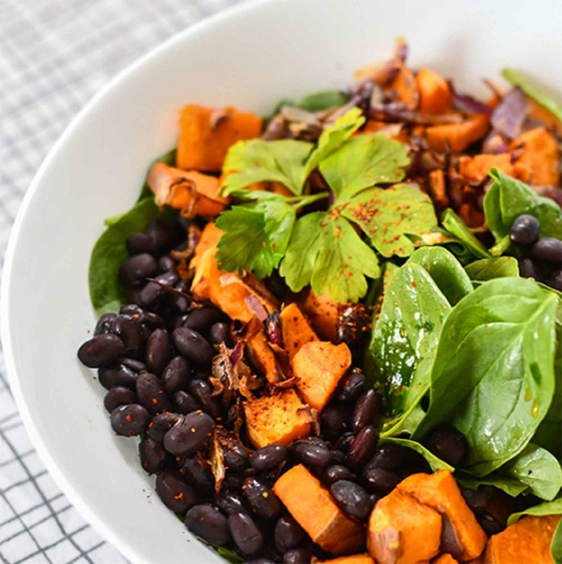 Sweet potato & black bean protein salad recipe