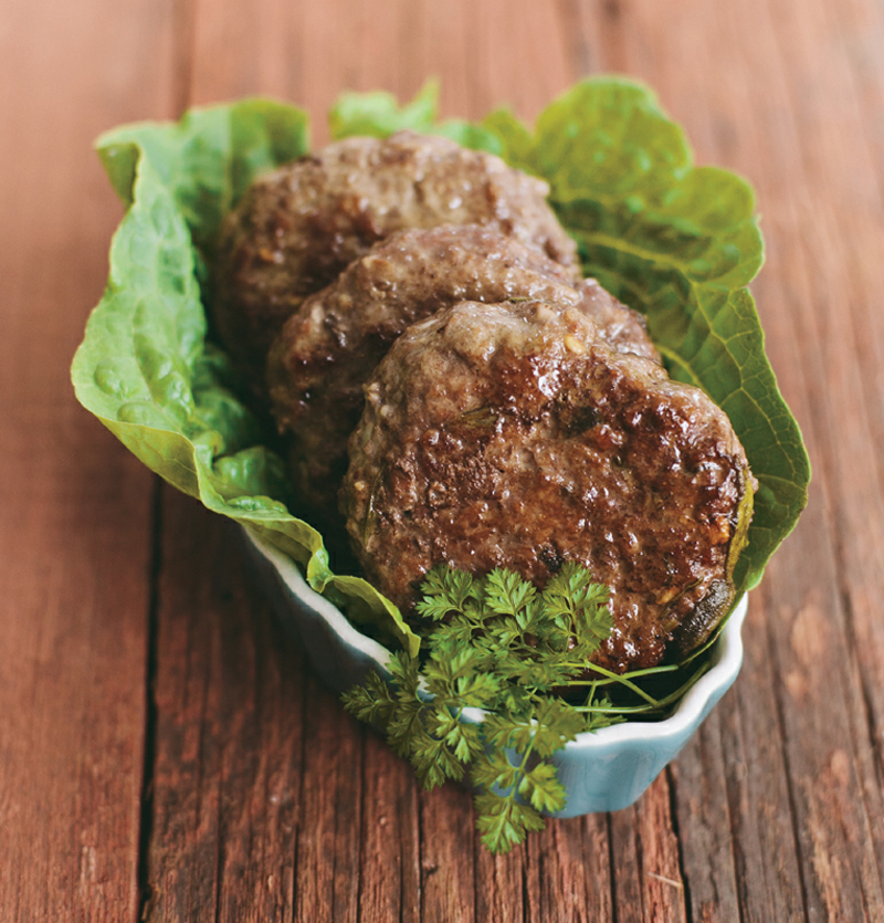 Three-herb beef patties recipe