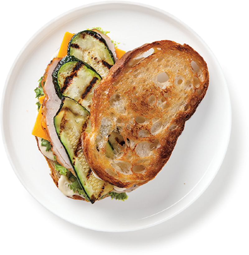 Turkey, cheddar, and grilled zucchini sandwich recipe