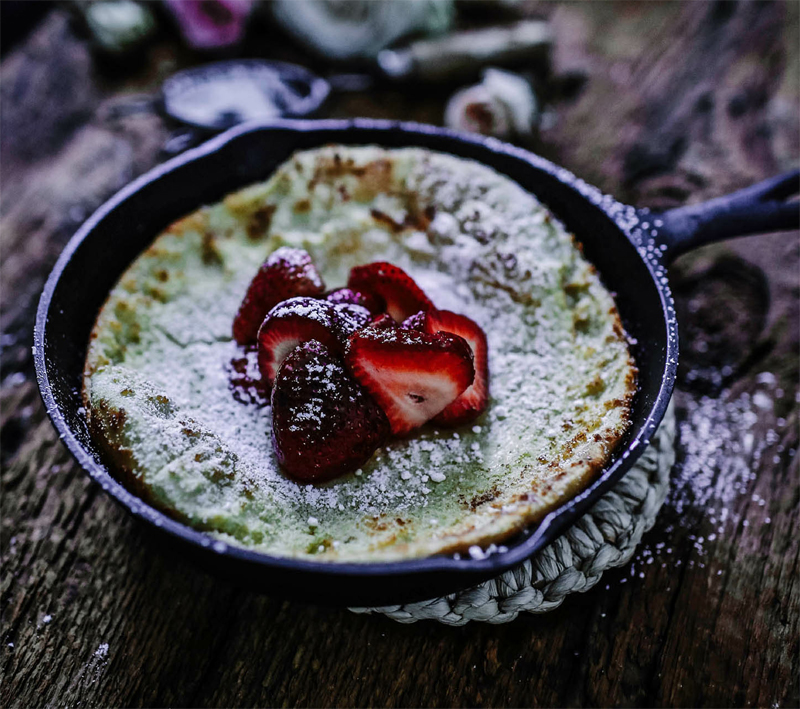 Buttermilk dutch baby with strawberries & rose water recipe