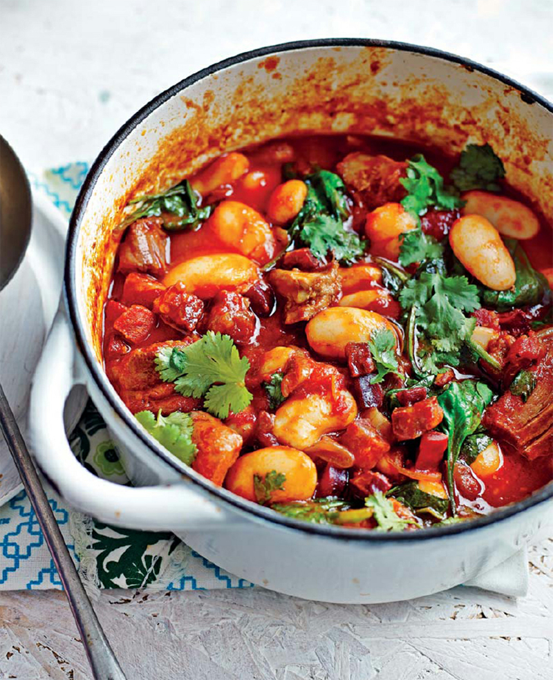 Chicken, chorizo & lima bean stew recipe