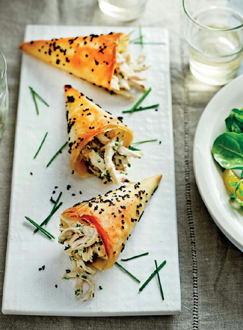 Chicken in phyllo cones with orange salad recipe