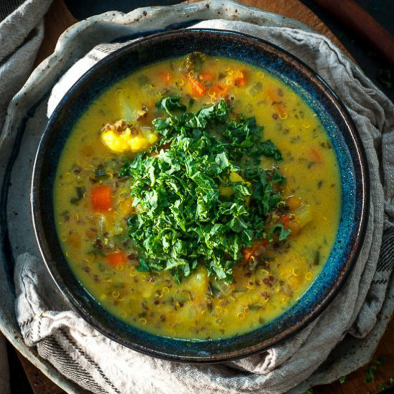 Mushroom and coconut quinoa soup recipe