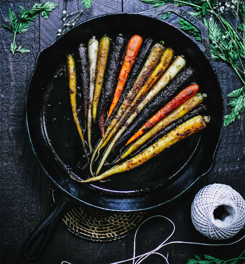 Pan seared carrots with bourbon maple glaze recipe