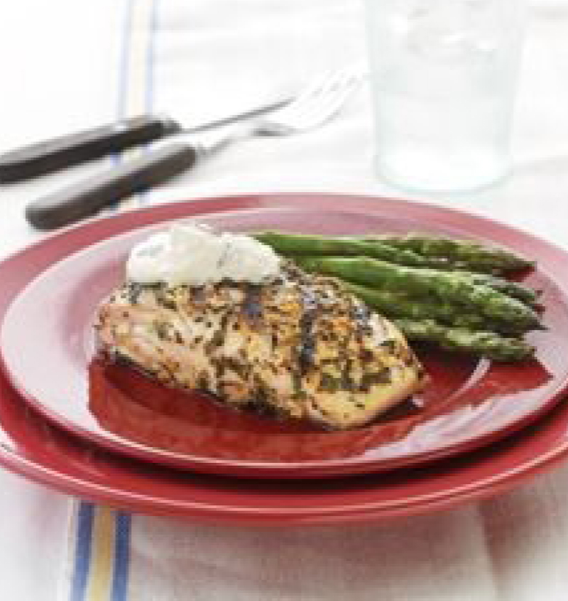 Grilled amberjack with country-style dijon cream sauce recipe