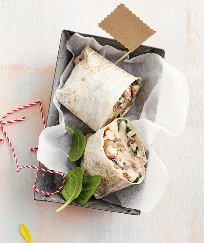 Mushroom, spinach & white bean crepe recipe