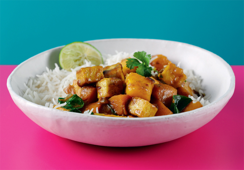 Curried tofu & pumpkin rice bowls recipe