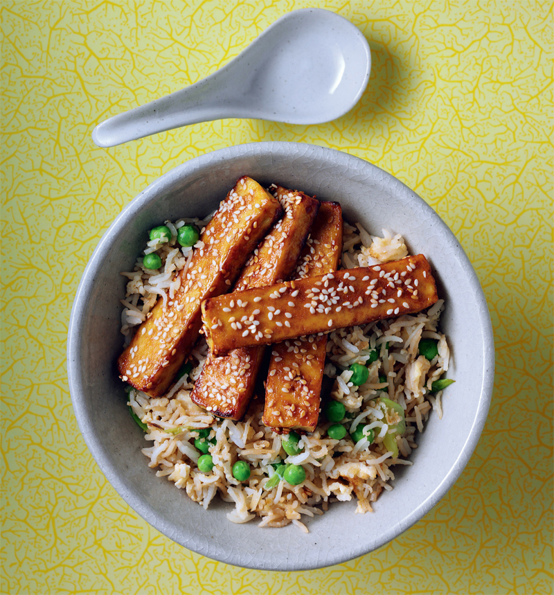 Hoisin tofu fingers & egg fried rice recipe