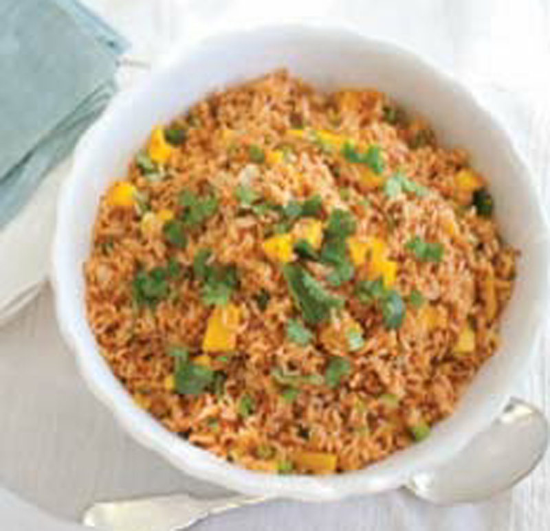 Sofrito rice with green chiles and mango recipe