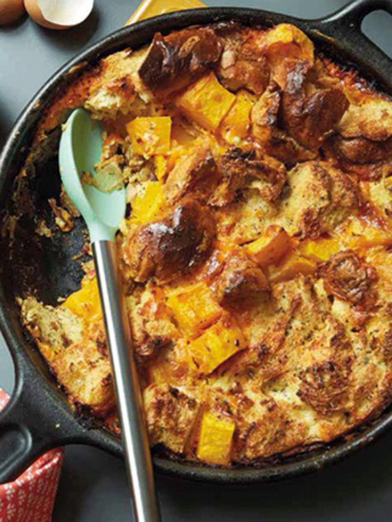 Butternut squash skillet strata recipe