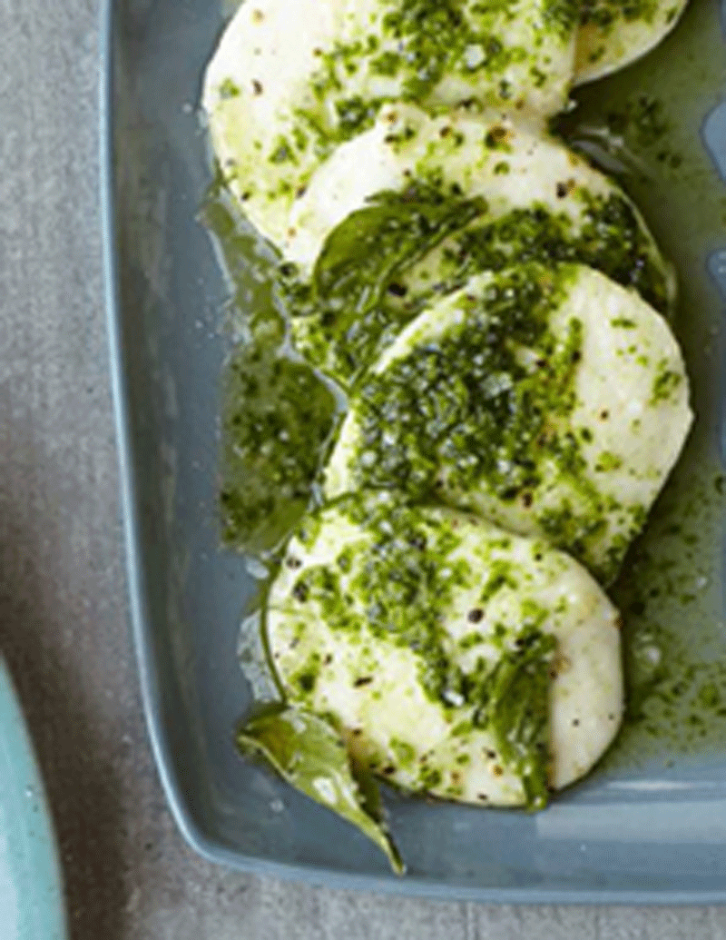 Fresh mozzarella with basil oil recipe