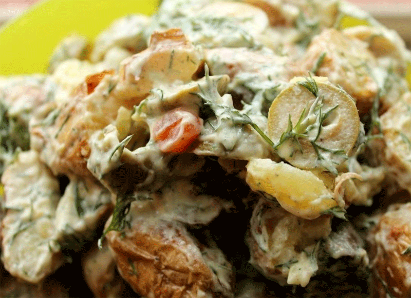 Green olive and potato salad recipe