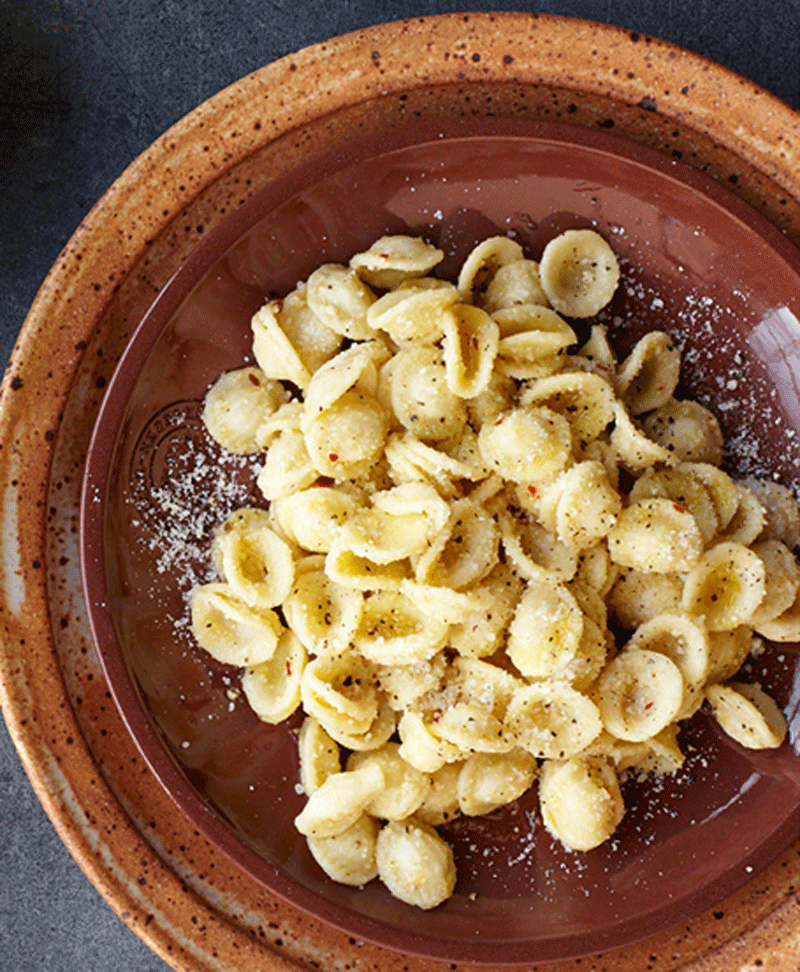 Orecchiette with lemon, garlic, and parmigiano-reggiano recipe
