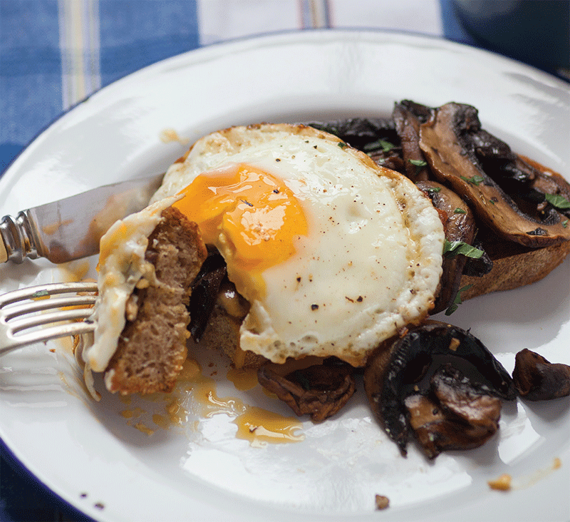 Porcini on toast with eggs recipe