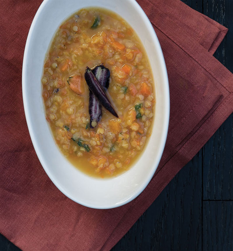 Spicy red lentil and carrot soup recipe